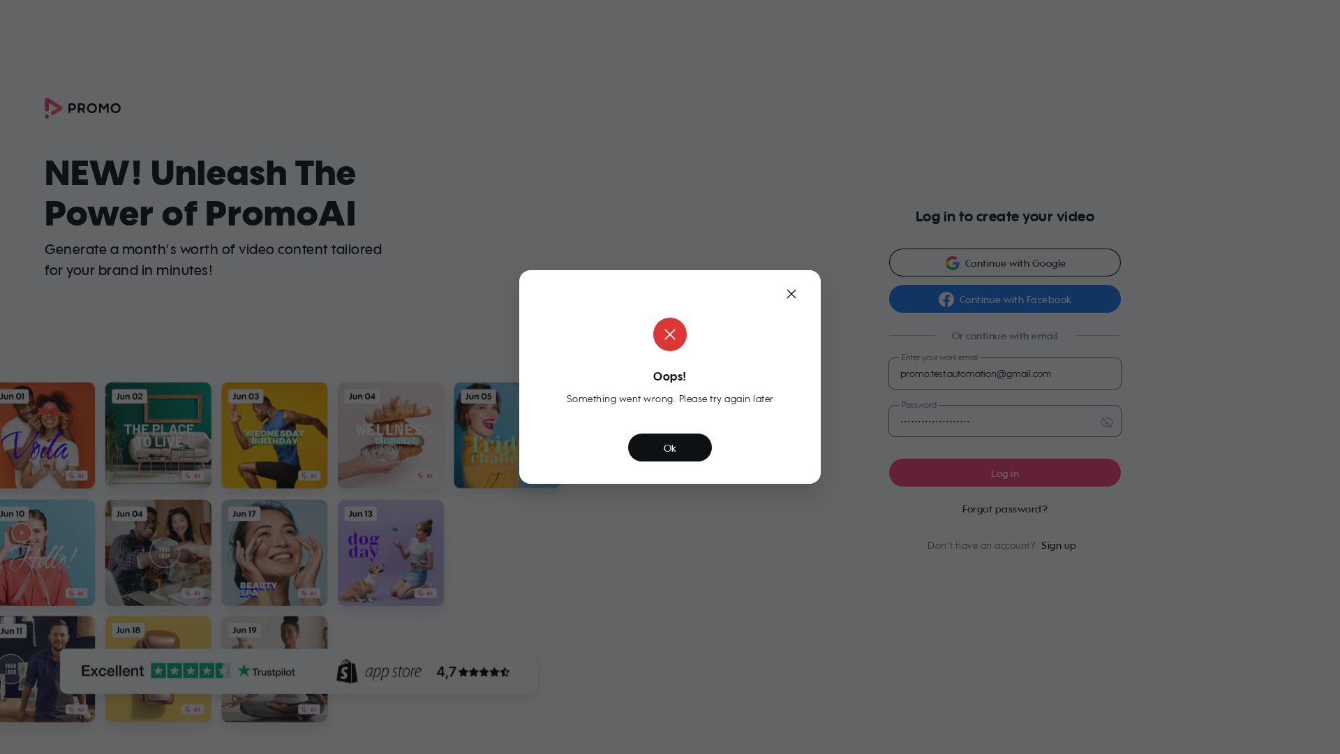 Test failure screenshot